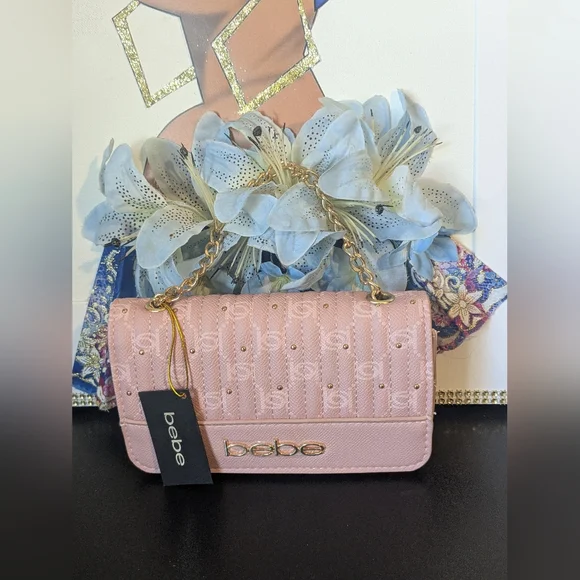 BeBe NWT Blush Pink Dainty Crossbody Chain Strap Purse Bag - Picture 10 of 10